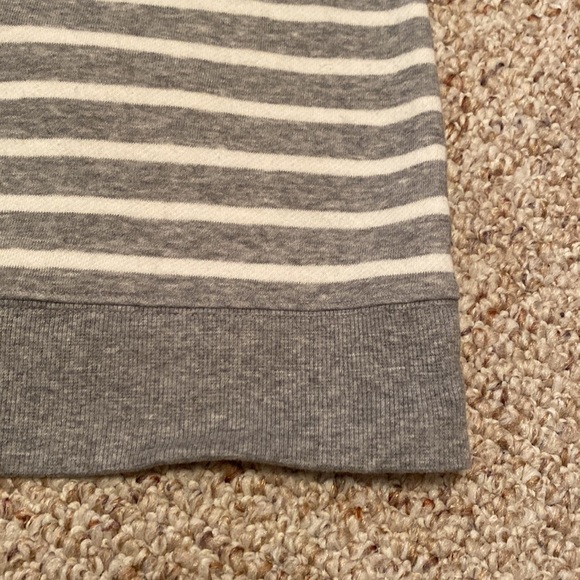 LAST CALL Women’s Gray Striped Crewneck Sweatshirt - Picture 2 of 6